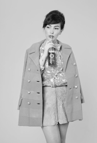 Colorful clothing image in black and white